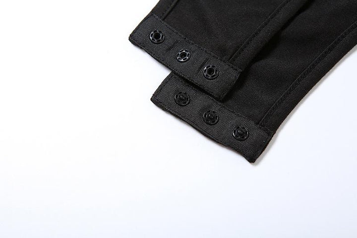 High neck o ring hollow out lace up gloves bodysuit  | Festival Outfits Women