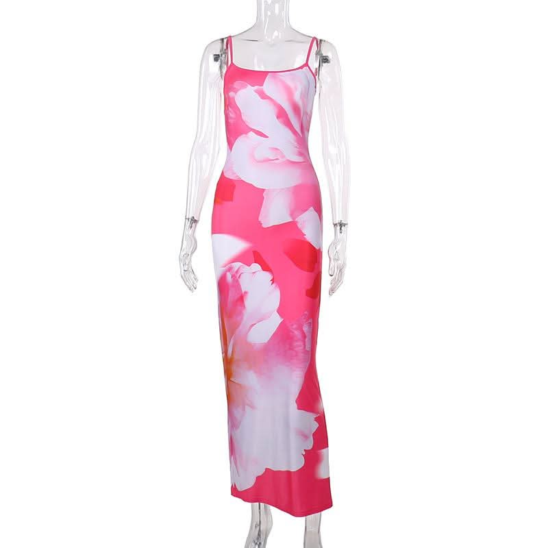 U neck flower print cami maxi dress  | Festival Outfits Women