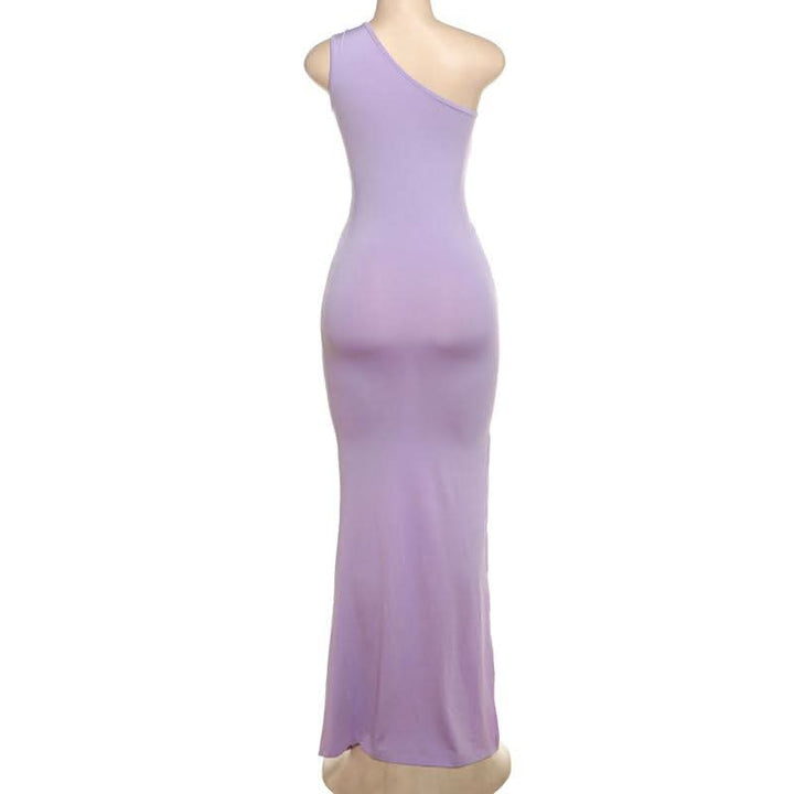 One shoulder o ring hollow out slit cut out maxi dress  | Festival Outfits Women