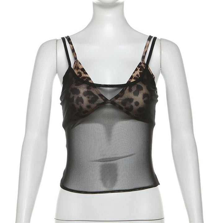 Leopard print mesh 2 piece top  | Festival Outfits Women  | Cheetah Print Top