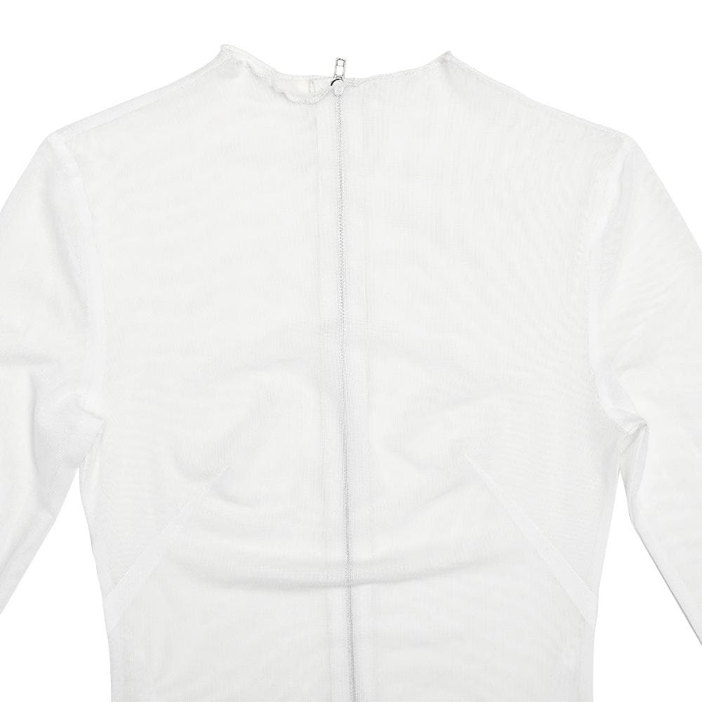 Riga mai dogon hannu mai sheer zip-up dinki mai dinki | Kayan Biki na Mata