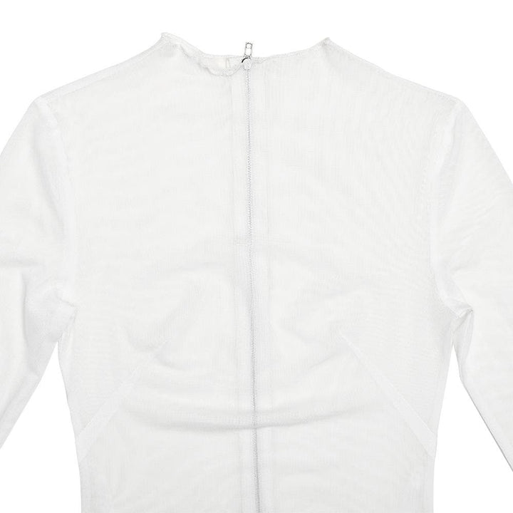 Riga mai dogon hannu mai sheer zip-up dinki mai dinki | Kayan Biki na Mata