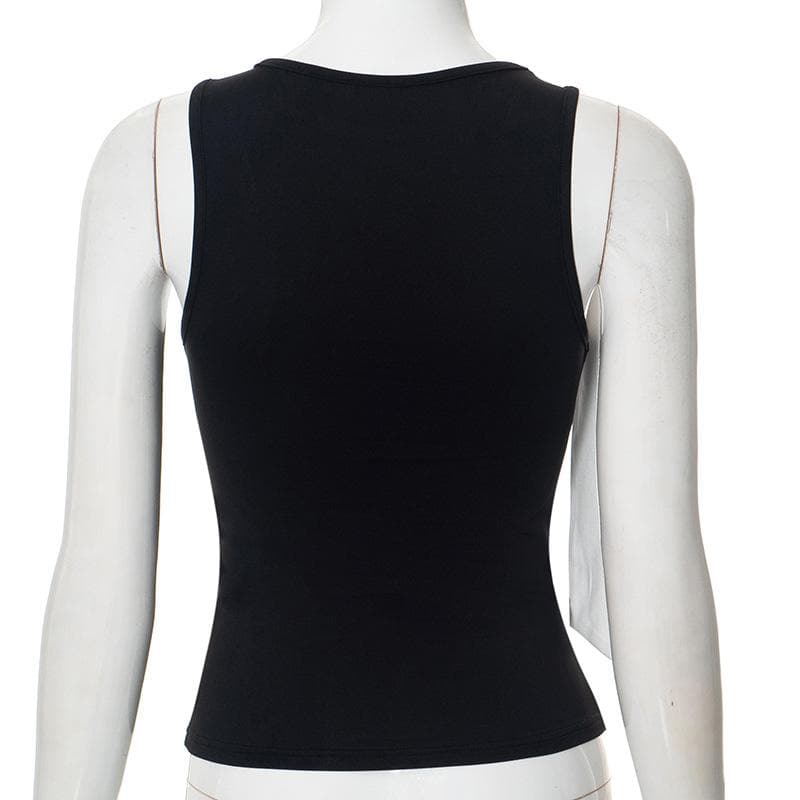 Crew neck bowknot applique tank top  | Festival Outfits Women