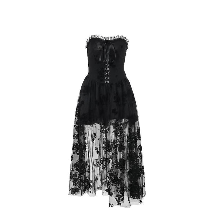 Ruffle smocked button ribbon flower print midi dress  | Festival Outfits Women