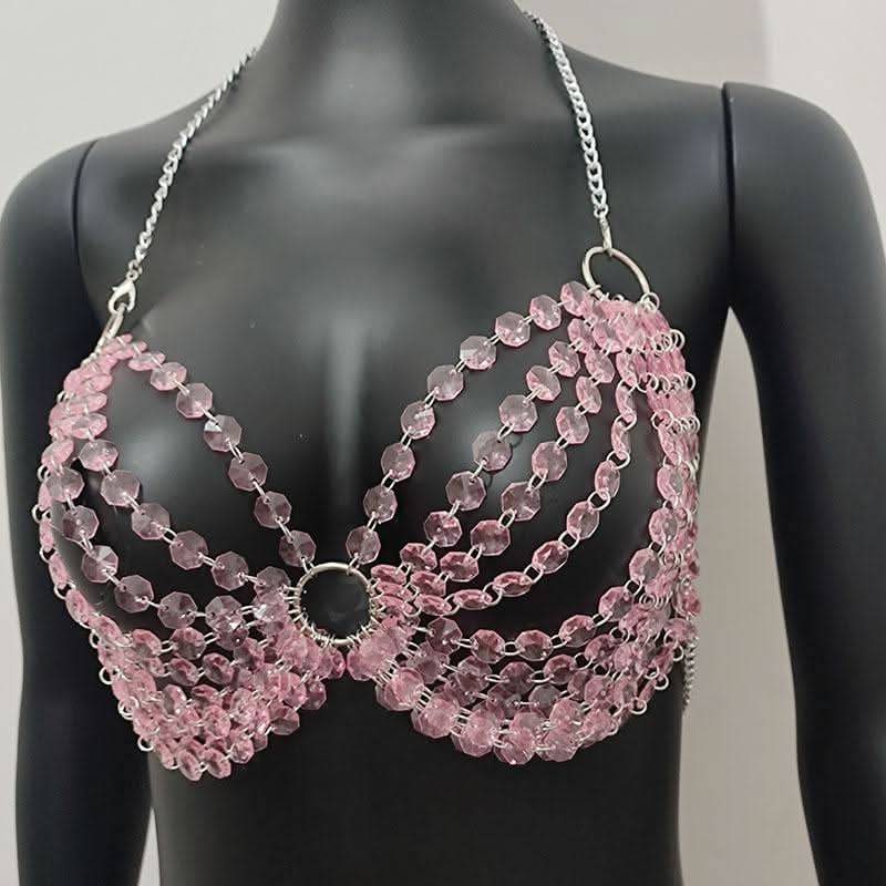 Halter o ring crystal hollow out backless crop cut out top  | Festival Outfits Women