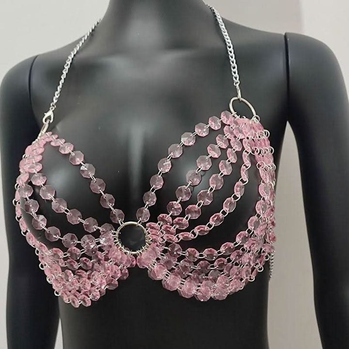Halter o ring crystal hollow out backless crop cut out top  | Festival Outfits Women