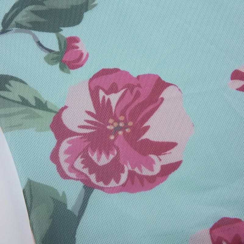 Lace hem flower print v neck contrast mesh top-final-sale  | Festival Outfits Women