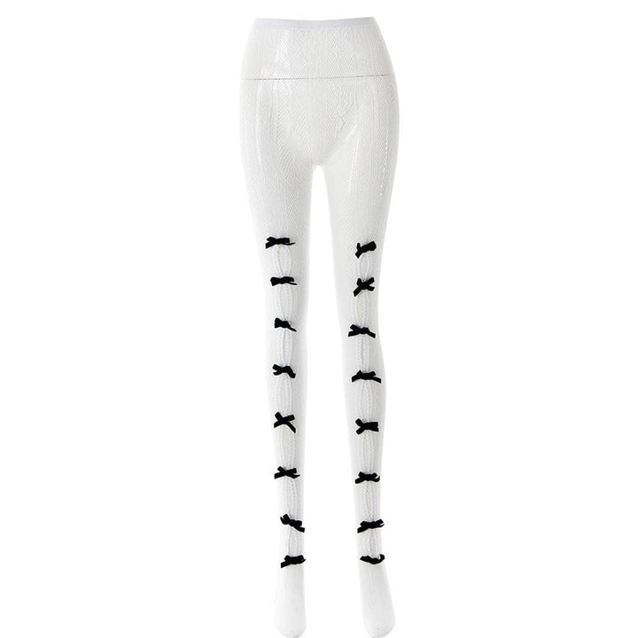 Lace hollow out bowknot contrast tights  | Festival Outfits Women