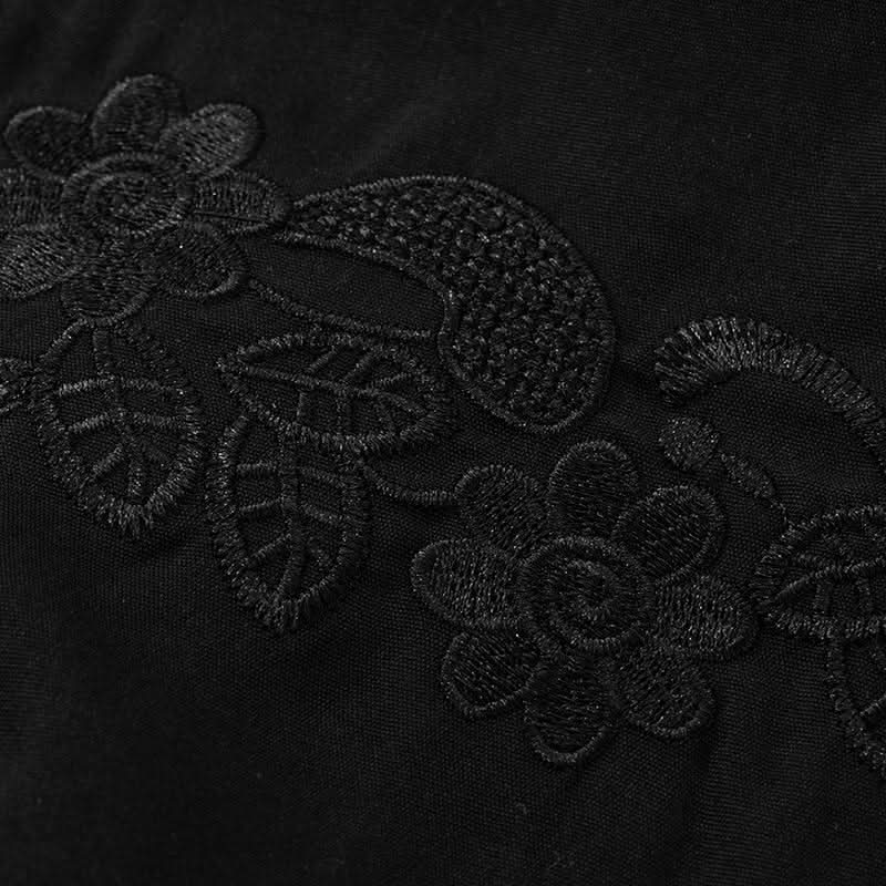 Zip-up long sleeve turnover collar embroidery mini dress  | Festival Outfits Women