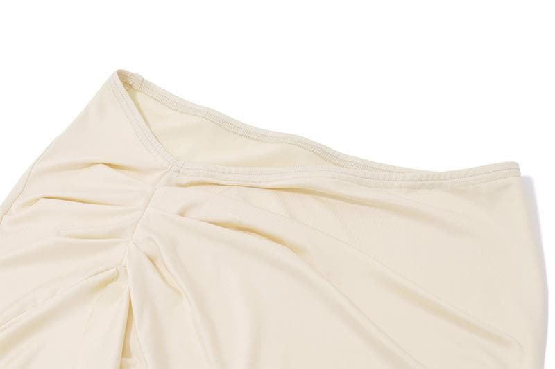 Ruffle ruched irregular solid midi skirt  | Festival Outfits Women