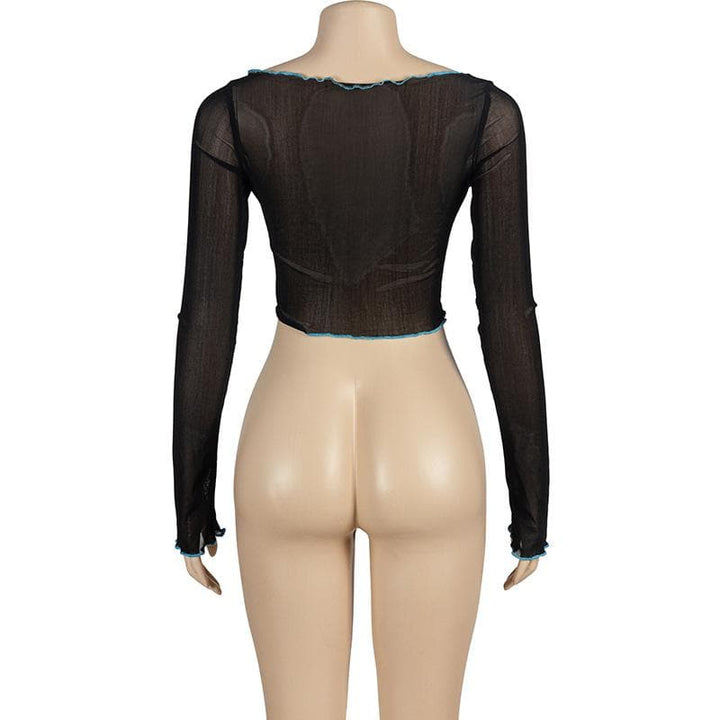 Rigar dogon hannu mai sheer mesh ruffle mai kauri | Rigar dogon hannu mai kauri mai kauri mai kauri | Kayan bikin mata