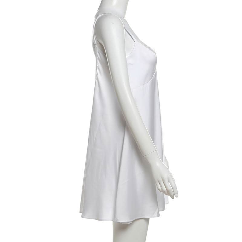 Lace hem backless solid cami mini dress  | Festival Outfits Women