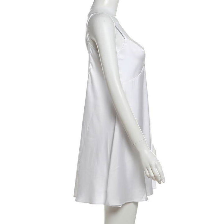 Lace hem backless solid cami mini dress  | Festival Outfits Women