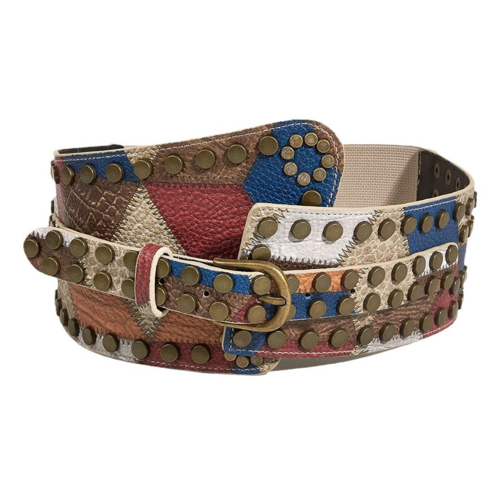 PU leather buckle adjustable patchwork belt  | Festival Outfits Women