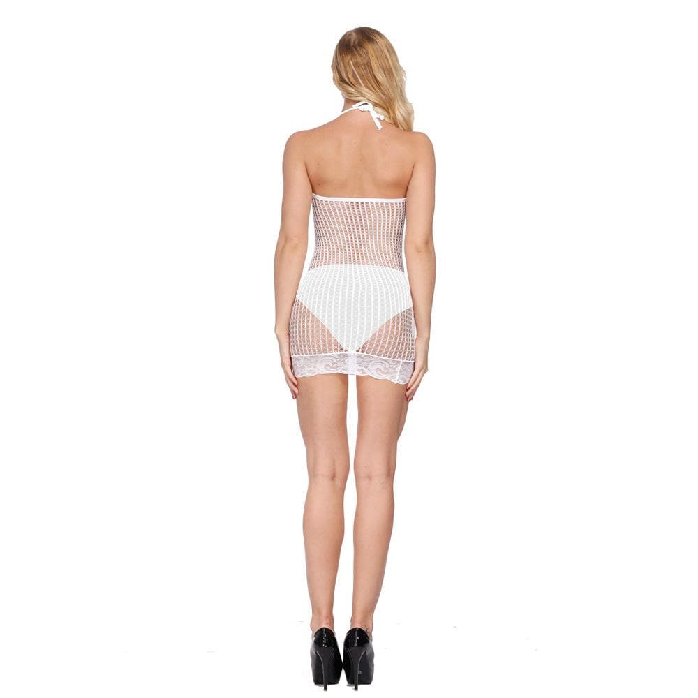 Halter lace hem solid net mini dress  | Festival Outfits Women