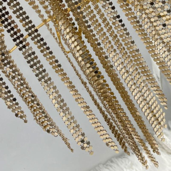 V neck halter self tie tassels glitter top  | Festival Outfits Women