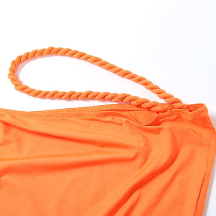 Irregular hollow out ruched v neck cami maxi skirt set  | Festival Outfits Women