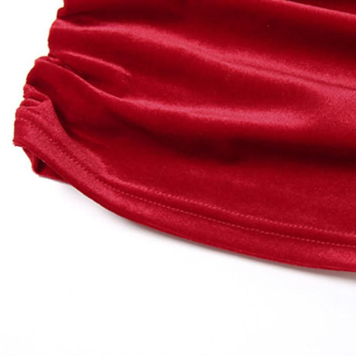 Ruched gloves velvet v neck lace hem mini dress-final-sale