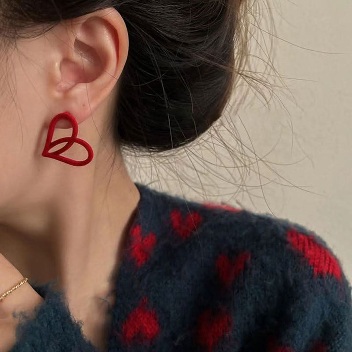 Bowknot heart faux pearl pendant stud earrings  | Festival Outfits Women