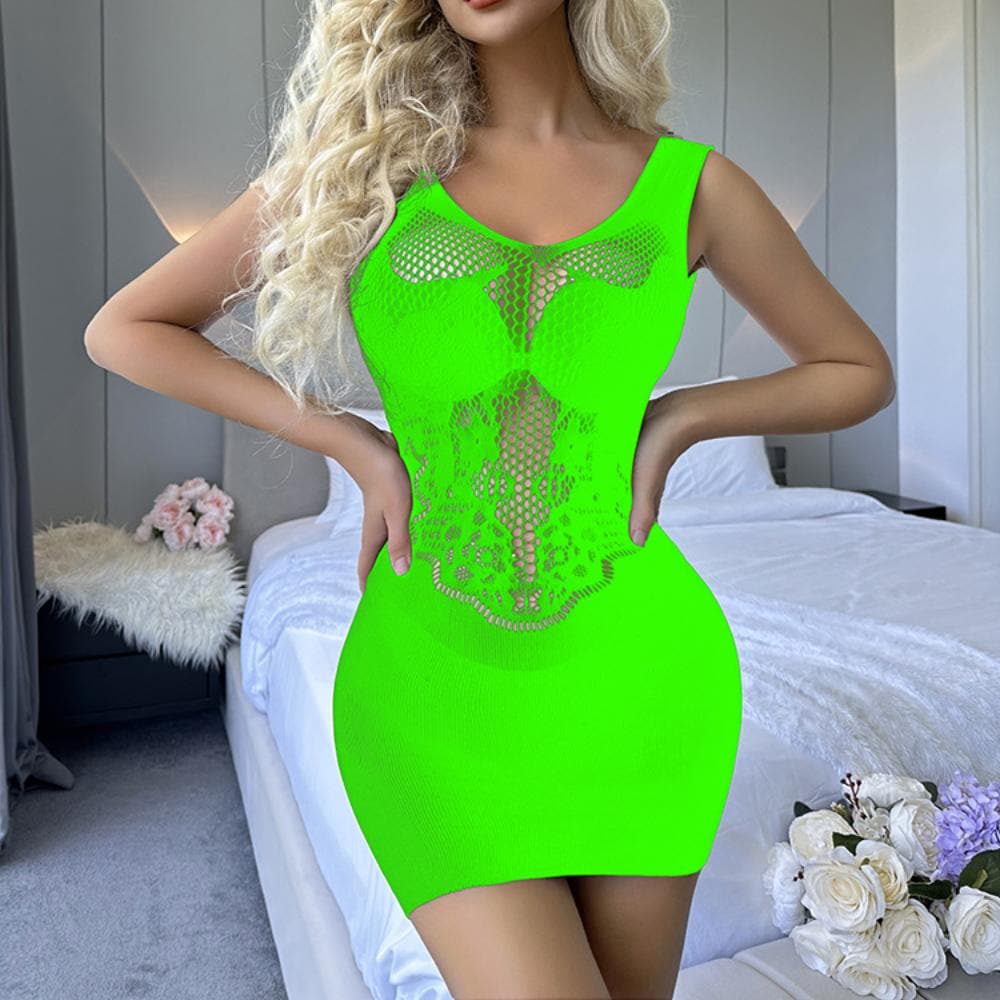 U neck cross back net mini dress  | Festival Outfits Women