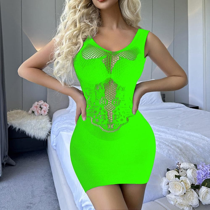 U neck cross back net mini dress  | Festival Outfits Women