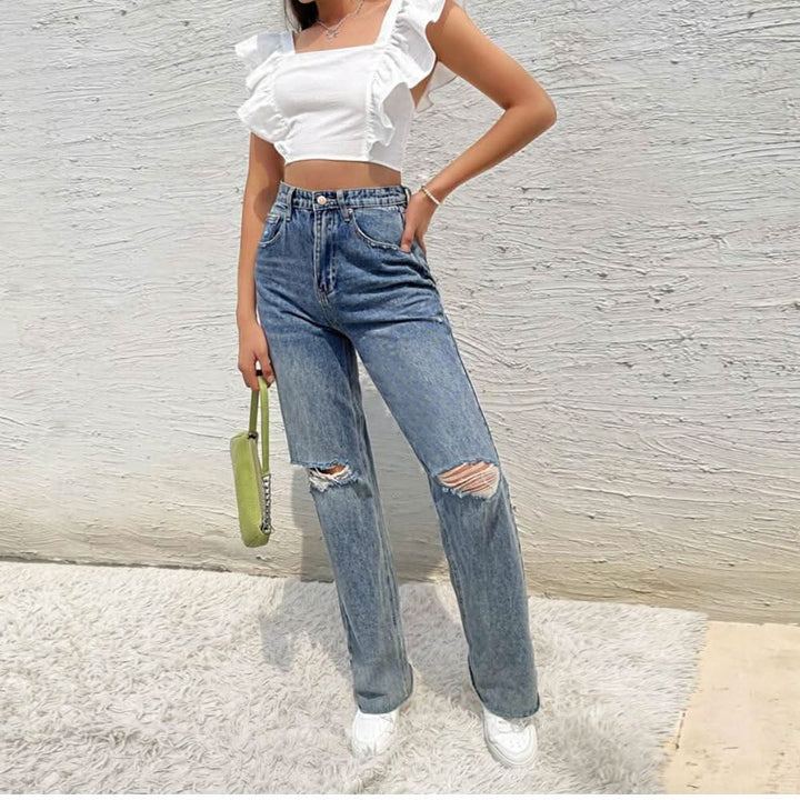 Cap sleeve square neck self tie top  | Festival Outfits Women