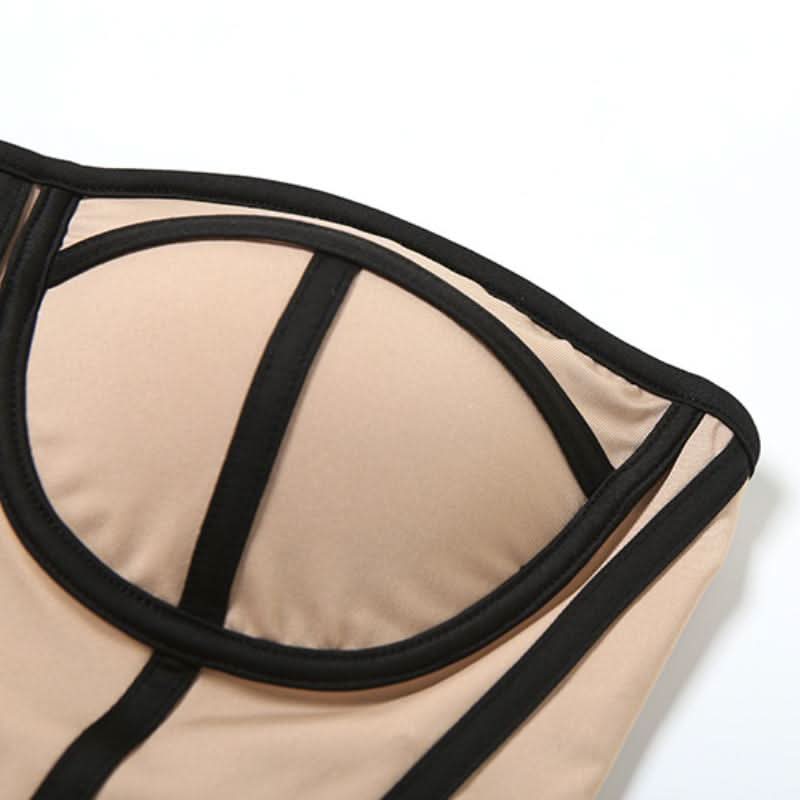 Sweetheart neck bustier backless contrast top  | Festival Outfits Women