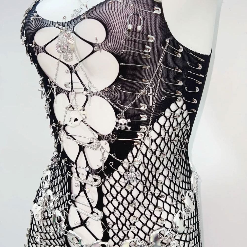 U neck fishnet cami mini dress  | Festival Outfits Women