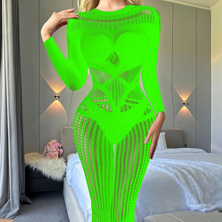 Long sleeve crewneck hollow out cut out maxi dress  | Festival Outfits Women