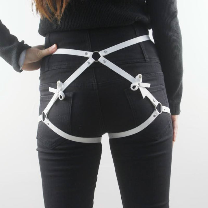 Bowknot PU leather o ring garter belt  | Festival Outfits Women-final-sale