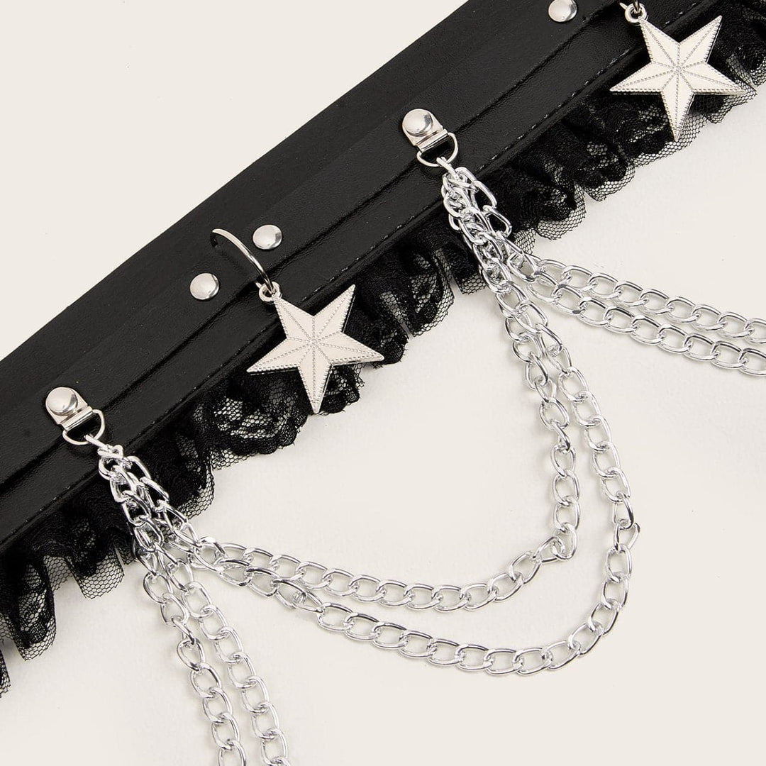Lace hem layered star pendant corset  | Festival Outfits Women