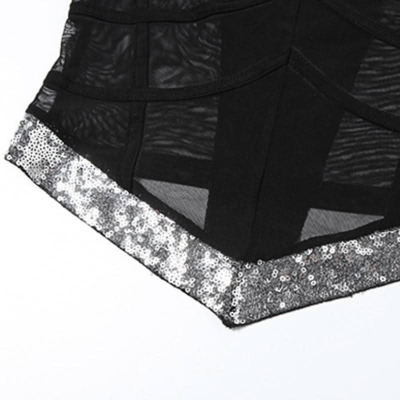 Glitter v neck mesh backless cami top  | Festival Outfits Women