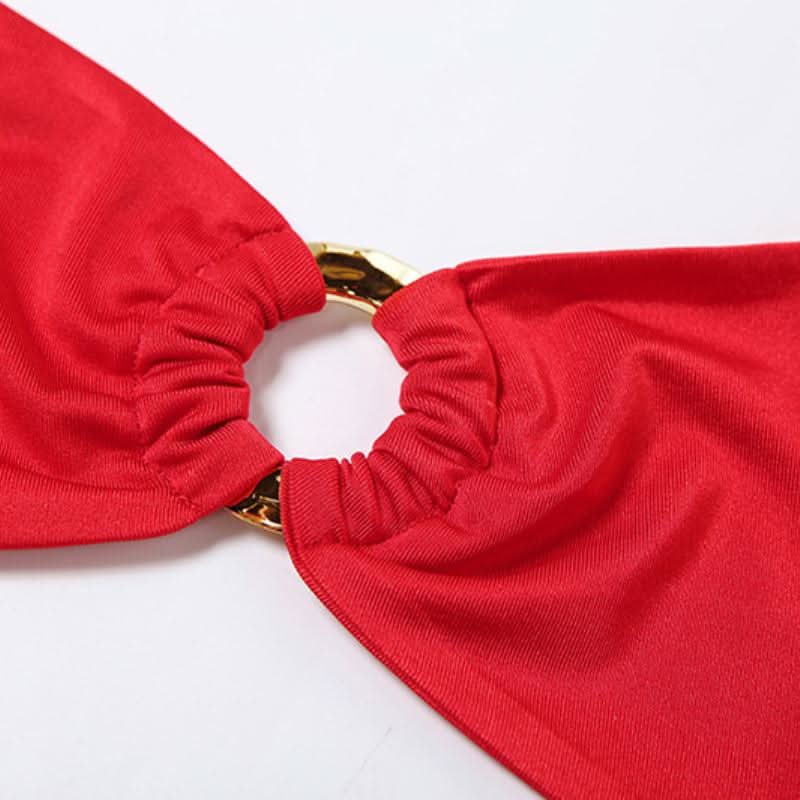 Hollow out o ring v neck backless cut out maxi dress  | Festival Outfits Women