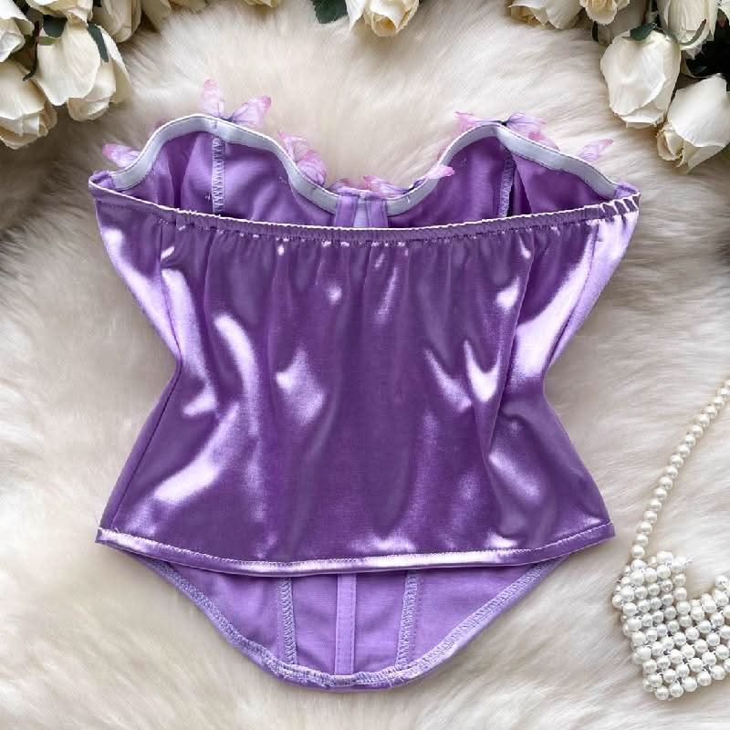 Sweetheart neck butterfly applique backless tube top  | Festival Outfits Women