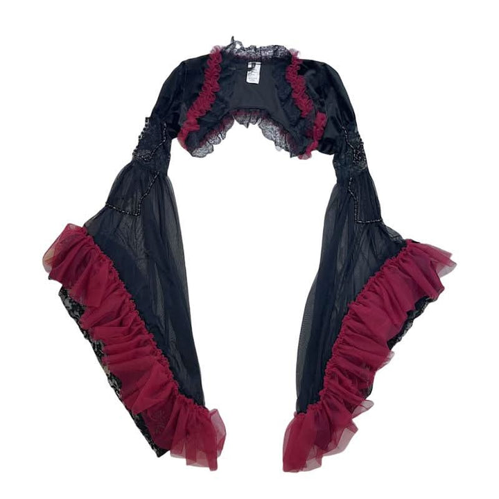 Bowknot ruffle mesh beaded shrug 2 piece cami mini dress  | Festival Outfits Women