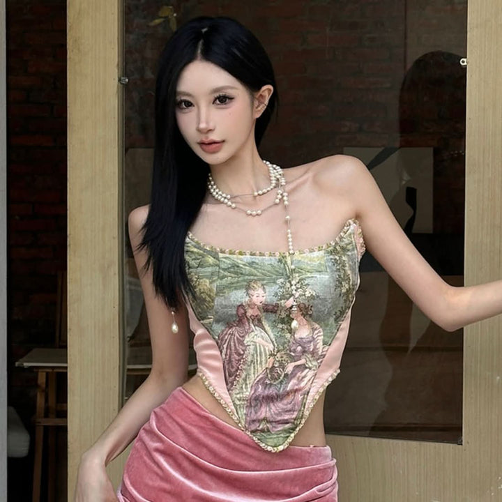 Abstract bustier backless tube top  | Festival Outfits Women