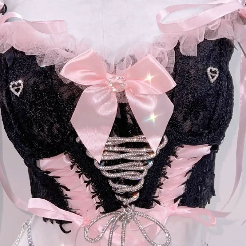 Bowknot ribbon self tie v neck cami top  | Festival Outfits Women
