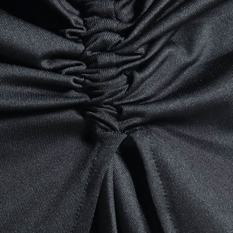 Irregular ruched slit hollow out v neck cut out maxi dress  | Festival Outfits Women
