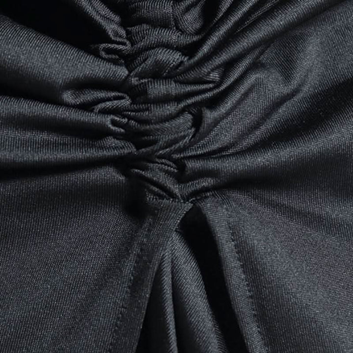 Irregular ruched slit hollow out v neck cut out maxi dress  | Festival Outfits Women