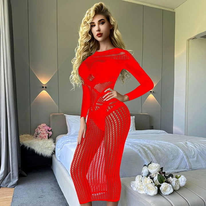 Long sleeve crewneck hollow out cut out maxi dress  | Festival Outfits Women