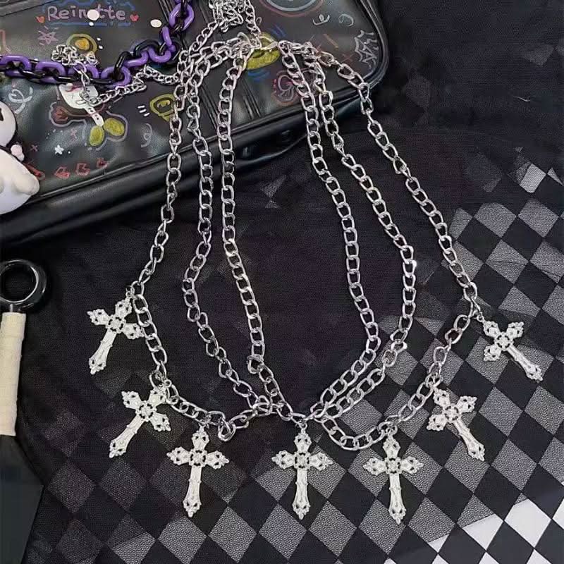 Cross decor metal chain waist chain  | Festival Outfits Women