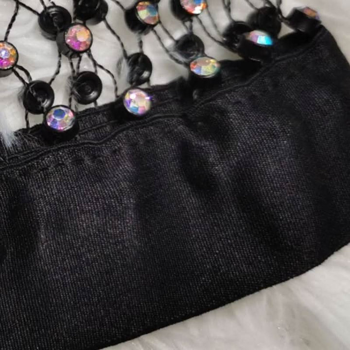 Crewneck hollow out see through beaded button cut out top  | Festival Outfits Women