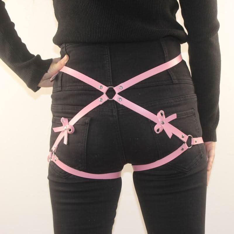 Bowknot PU leather o ring garter belt  | Festival Outfits Women-final-sale