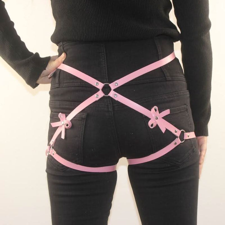 Bowknot PU leather o ring garter belt  | Festival Outfits Women-final-sale