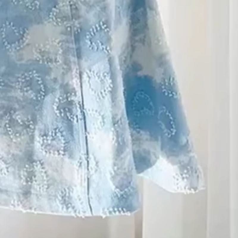 Beaded v neck denim contrast cami mini dress  | Festival Outfits Women