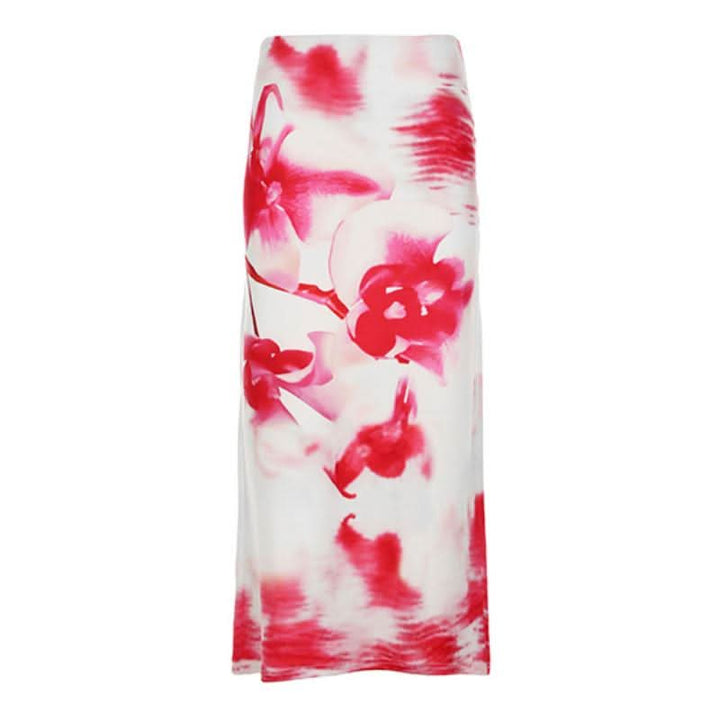 A line flower print maxi skirt  | Festival Outfits Women