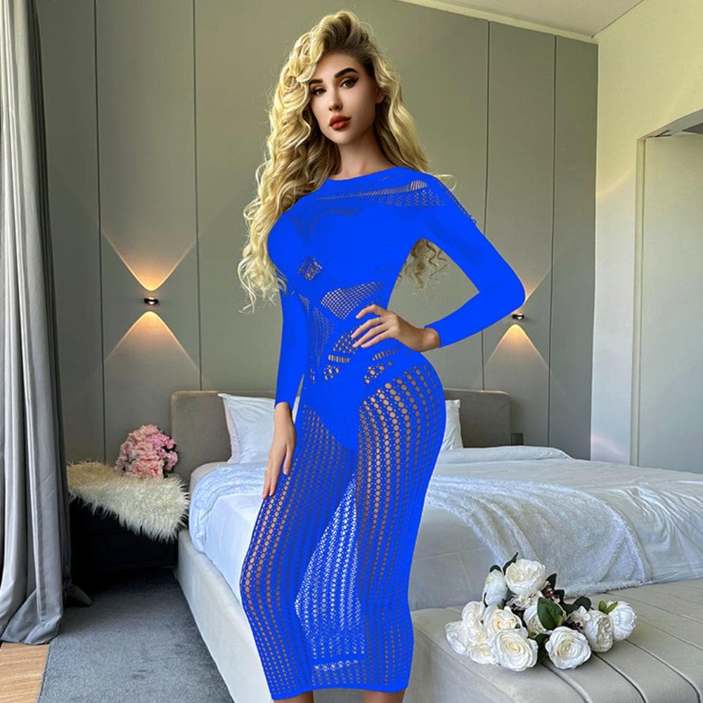 Long sleeve crewneck hollow out cut out maxi dress  | Festival Outfits Women