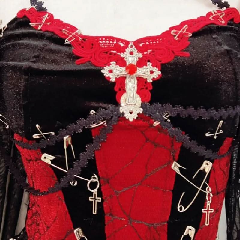 Lace hem halter u neck cross applique shrug mini skirt set  | Festival Outfits Women