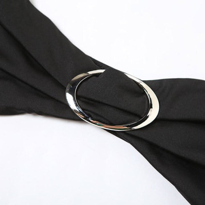 Halter self tie mesh backless solid 2 piece top  | Festival Outfits Women