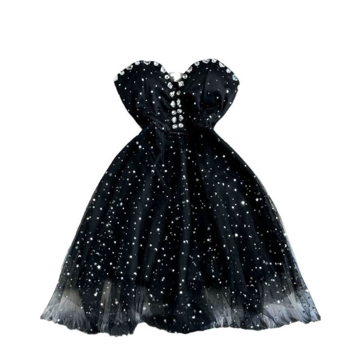 Sweetheart neck beaded glitter mesh mini dress  | Festival Outfits Women